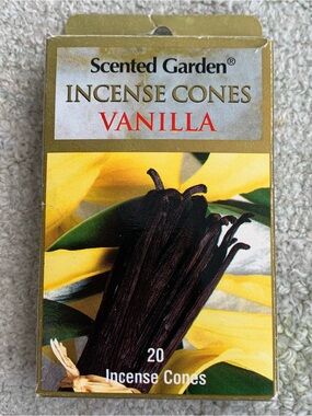 Box of Scented Garden Vanilla Incense Cones containing 20 cones